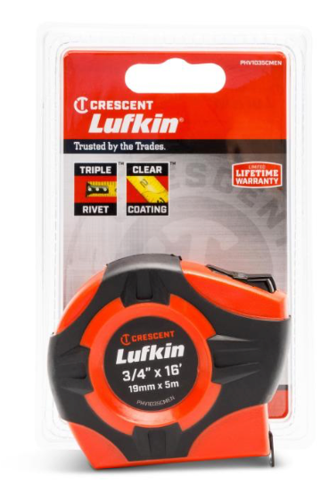 Crescent Lufkin PHV1035CMEN 3/4" X 5M/16' P1000 Series Sae/Metric Yellow Clad A30 Blade Power Return Tape Measure