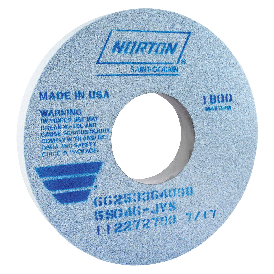 Norton® 66253364097  Toolroom Wheel, Straight, Series: 5SG, 14 in Wheel Diameter, 1-1/2 in Wheel Thickness, 5 in Center Hole, 46 Grit, Medium Grade, Ceramic Alumina/Friable Aluminum Oxide Abrasive