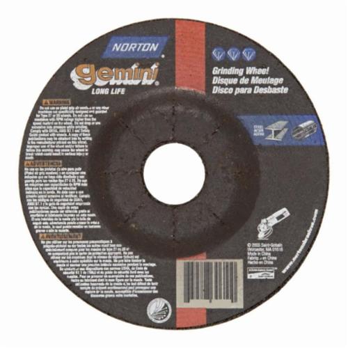Norton® Gemini® 66252940515 Depressed Center Wheel, 7 in Dia x 1/4 in THK, 46 Grit, Aluminum Oxide Abrasive